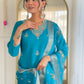 The52 Blue Women's Gorgeous Viscose Fabric Embroidered Work Straight Kurta, Pant and Dupatta Set - Swadesiicart