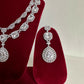Siver American Diamond Two Layer Elegent Necklace Set With Earrings By House of Ree - Swadesiicart