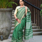 Beatitude Green Cotton Stripes Border Handloom Saree