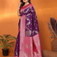 Joban Fashion Banarasi Plum Woven Soft Silk Saree | Swadesiicart