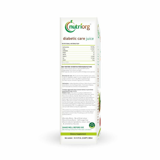 Nutriorg Diabetic Care Juice | Swadesiicart