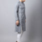 Even Apparels Grey Pure Cotton Sherwani Men's Kurta With Asymetrical Cut | Swadesiicart