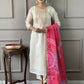 White Viscose Chanderi Stitched Suit With Dupatta - Tanisha | Swadesiicart