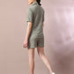 Myshka Women's Grey Solid Shirt Collar Party Shirt With Shorts Co-ord set - Swadesiicart