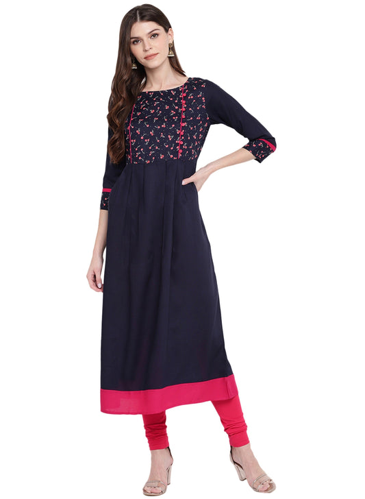 NOZ2TOZ Women's Blue Anarkali Kurta- (1pc set) - Swadesiicart