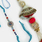 NVR Women & Men Set of 2 Blue Kundan-Studded & Beaded Bhaiya Bhabhi Rakhi With Roli Chawal & Chocolate | Swadesiicart