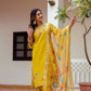 The52 Yellow Women's Gorgeous Embroidered work Viscose Gadhwal Fabric Straight Kurta, Pant and Dupatta Set - Swadesiicart