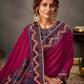 Deep Magenta And Purple Silk Georgette Cord And Sequins Embroidery Saree - Norita Arinya | Swadesiicart