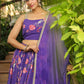 Janasya Purple Georgette Floral Lehenga Choli Dupatta | Swadesiicart
