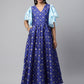 Ahalyaa Women Royal Blue Poly Silk Gold Paste Printed Dress | Swadesiicart
