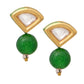 Ruby Raang Green Aventurine Kundan Studs | Swadesiicart