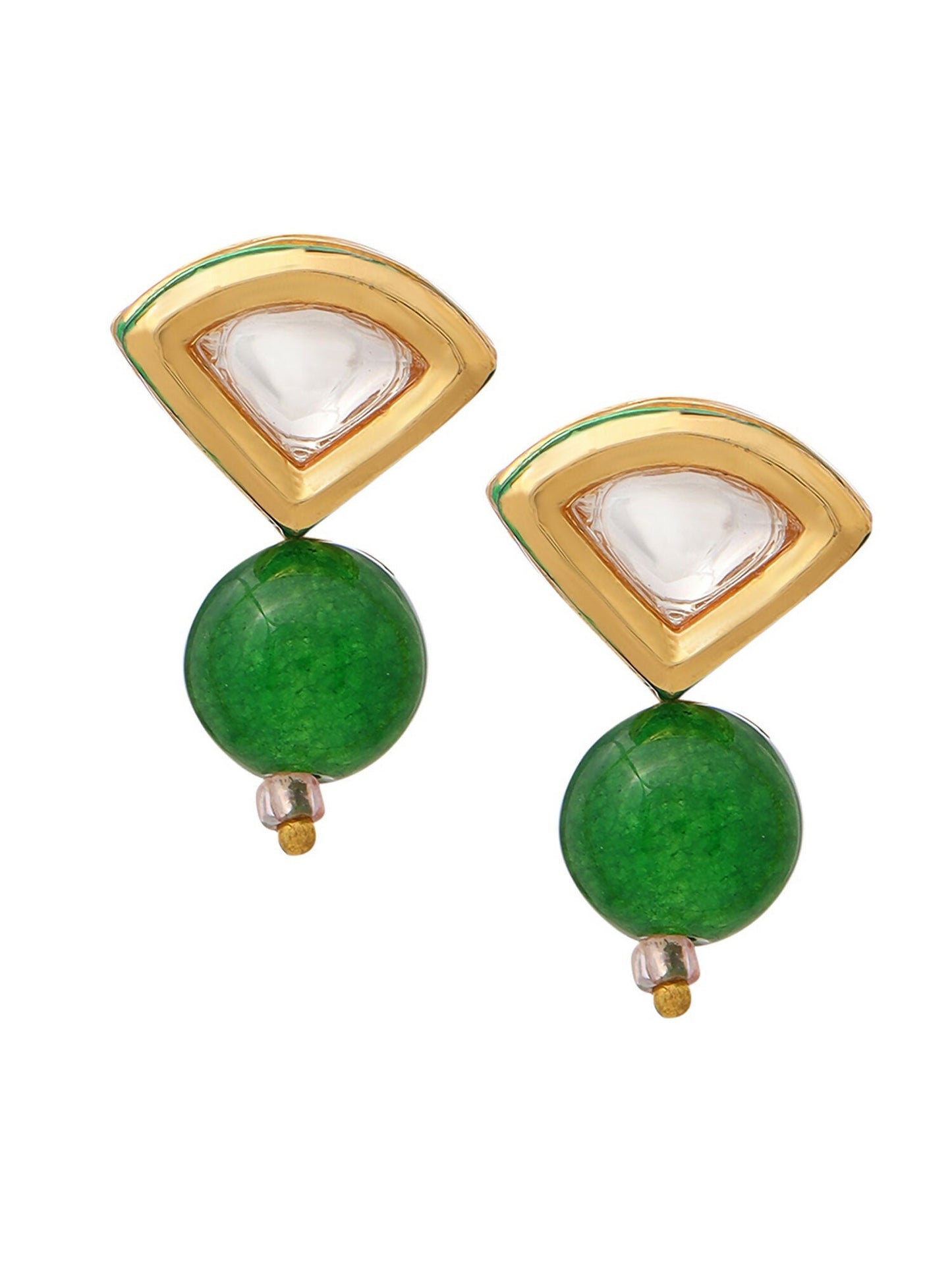 Ruby Raang Green Aventurine Kundan Studs | Swadesiicart