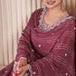 Anaita Maroon Embroidered Work Silk Stitched Sharara suit