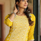 Juniper Women's Yellow Georgette Printed Kurta | Swadesiicart