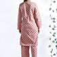 Breathables Women’S Loungewear Long Kurta Co-Ord Set Cotton Pink Indian Motif Butta Print