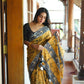 Arfa Fashion House Mustered Combination Pure Chanderi Cotton Batik Printed Saree