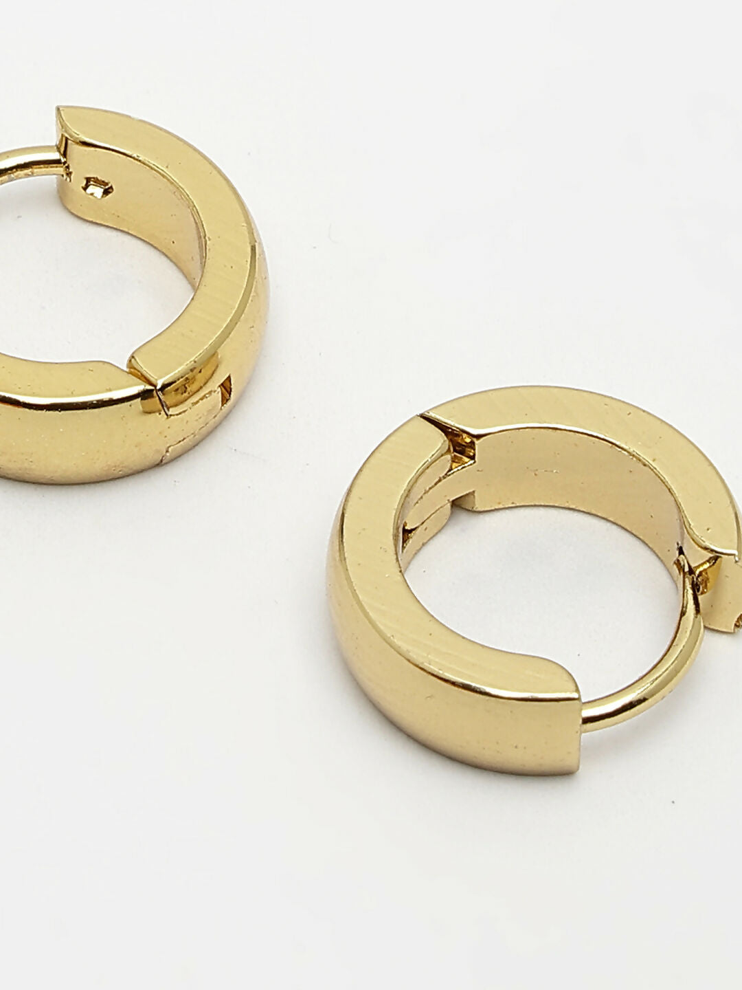 NVR Men's Gold-Polished Stainless Steel Hoop Earrings - Swadesiicart