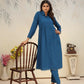 Jyoti Fashion Women's Blue Rinkal Cotton Plain with Side Pocket Kurtis & Sets | Swadesiicart