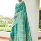 Vishnu Weaves Women's Rama Handloom Raw Silk Thread Weaving Saree with Blouse - Swadesiicart