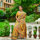 Vishnu Weaves Women's Yellow Banarasi Silk Kashmiri Woven Saree with Blouse - Swadesiicart