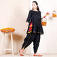 Cheera Black Dhoti Peplum Top Set With Multicolour Tassels (CH125KD) - Swadesiicart