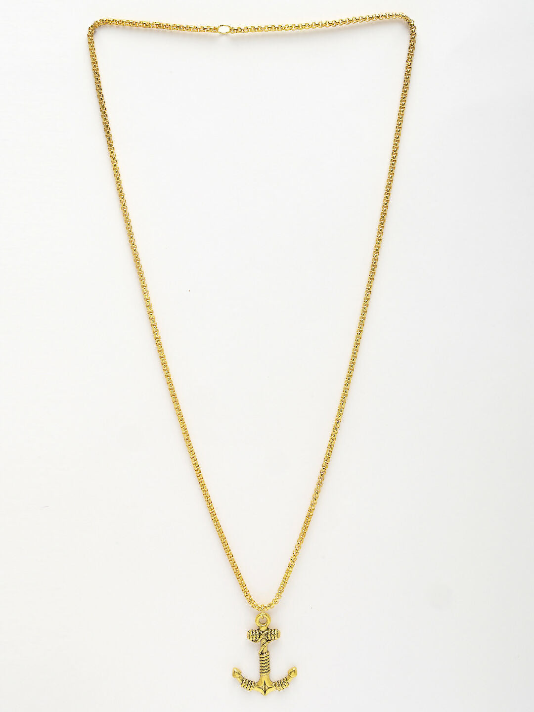 NVR Men's Gold-Polished Stainless Steel Pendant with Chain - Swadesiicart
