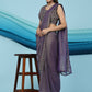 Purple Lycra Shimmer Pattern Ready to Wear Saree with stitched Blouse - Nirvana | Swadesiicart