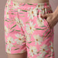 Myshka Women's Pink Printed Round Neck Party Top With Shorts Co-ord set - Swadesiicart