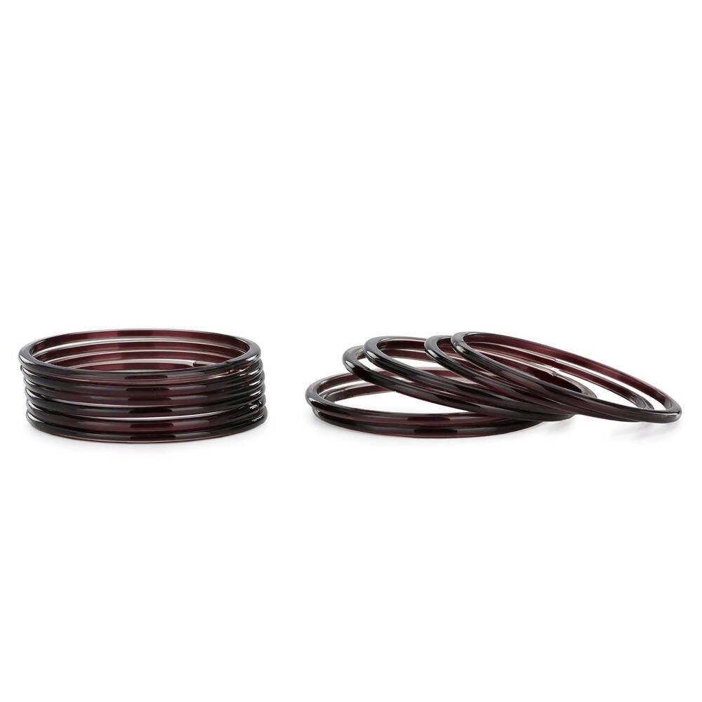 Afast Shining Brown Glass Wedding, Party, Daily Use Bangle Set, Set Of 12 - Afast Enterprises