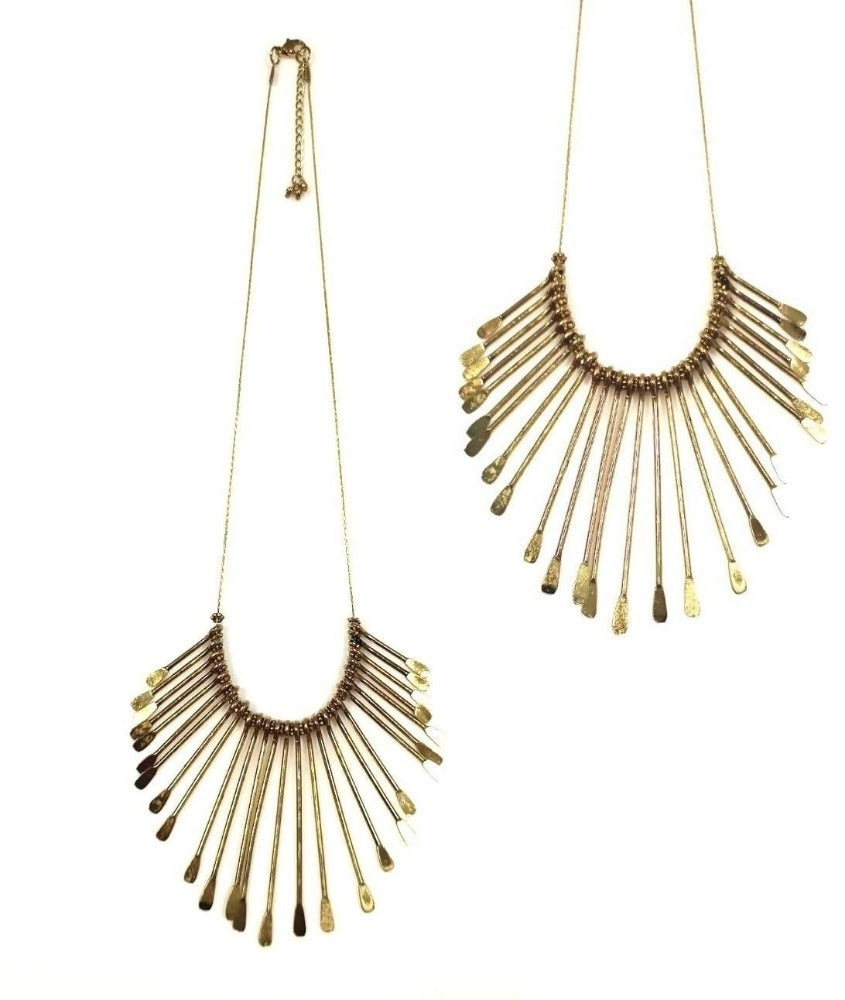 Bling Accessories Antique Brass Finish Brass Metal Statement Necklace | Swadesiicart