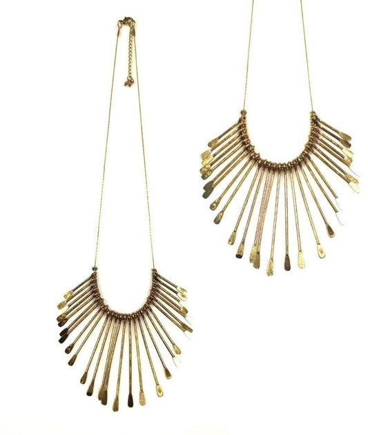 Bling Accessories Antique Brass Finish Brass Metal Statement Necklace | Swadesiicart