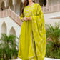 The52 Liril Women's Beautiful Embroidered work Chinon Fabric with Flared Kurta, Pant and Dupatta Set - Swadesiicart