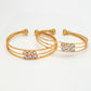 NVR Women's Set of 2 Gold-Polished CZ Stone-Studded Adjustable Bangles - Swadesiicart