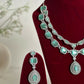 Mint Green American Diamond Two Layer Elegent Necklace Set With Earrings By House of Ree - Swadesiicart