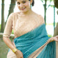 Vishnu Weaves Women's Firozi Tussar Silk Woven Saree with Blouse - Swadesiicart