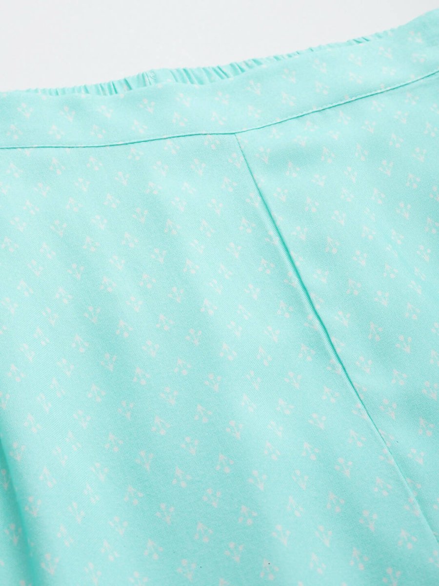Ahalyaa Women's Traditional Wear Co-ords - Firozi - Swadesiicart