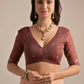 Vishnu Weaves Women's Peach Muga Cotton Woven Saree with Blouse - Swadesiicart