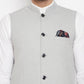 Even Apparels Grey Merino Men's Nehru Jacket-Contrast Lining-Free Pocket Square | Swadesiicart