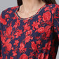 Ahalyaa Womens Navy & Red Rayon Printed Jumpsuit | Swadesiicart
