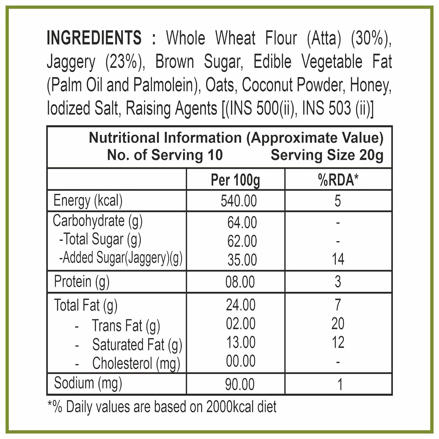Dhampur Green Gur Oats Cookies - Swadesiicart