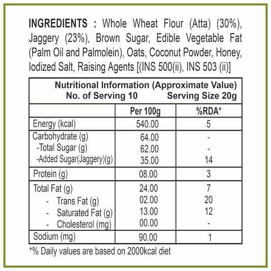 Dhampur Green Gur Oats Cookies - Swadesiicart