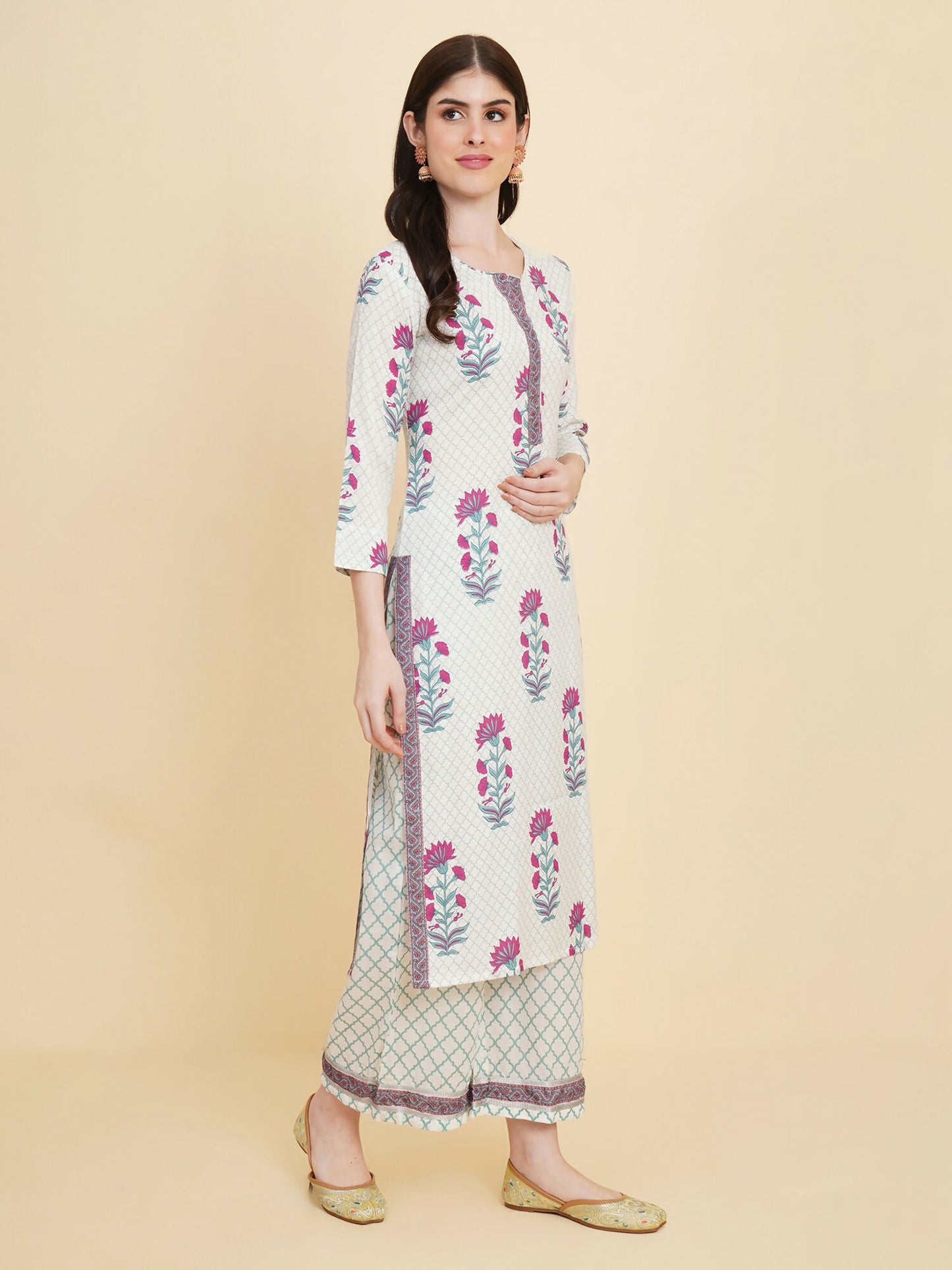 Designer Stylish white Cotton Stitched Suit With Dupatta - Tanisha | Swadesiicart