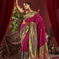 Vishnu Weaves Women's Wine Paithani Silk Saree with Blouse - Swadesiicart