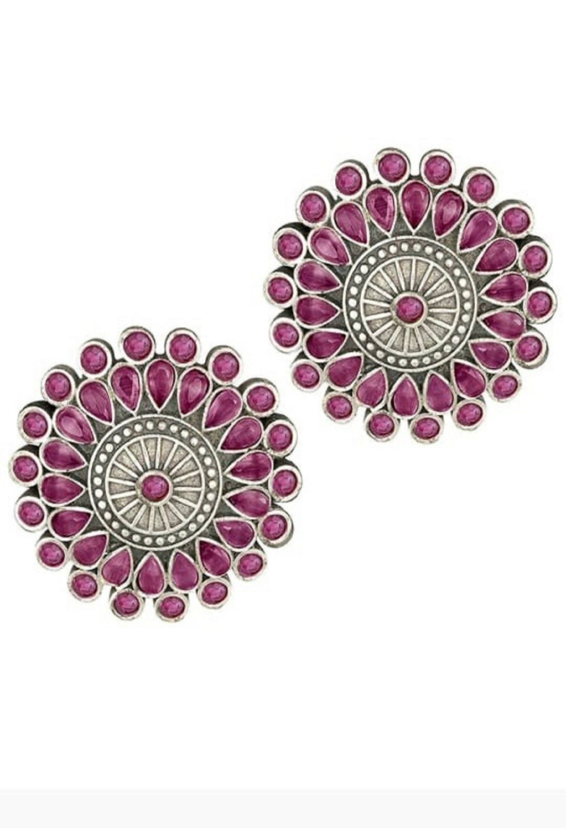 Mominos Fashion Johar Kamal Oxidised Silver-Plated Brass Finish Kundan Choker For Women (Pink) | Swadesiicart