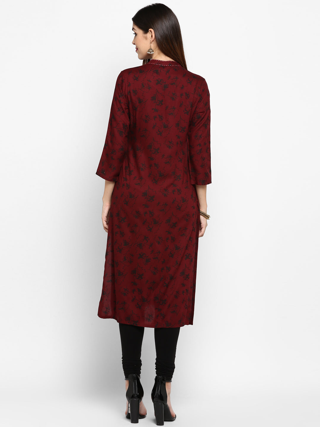 NOZ2TOZ Women's Dark Purple Color Rayon Straight Kurta Only - Swadesiicart