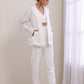 trueBrowns White Slub Texture Pant Suit Set | Swadesiicart