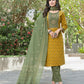 BulBul Aaliya Warm Mustard Cotton Kurta Set with Dupatta - Swadesiicart
