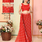 Red Georgette Designer Printed Ready To Wear Saree - Elite | Swadesiicart