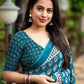 Rama Poly Georgette Ajrak Saree with Unstitched Blouse - Hiral Fashion | Swadesiicart