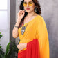 Partywear Designer Yellow & Red Georgette Fancy Saree - Satrangi | Swadesiicart